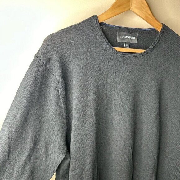 Bonobos Sweater Men’s XXL Black Lightweight 100% Merino Wool Pullover Knit - Picture 3 of 9